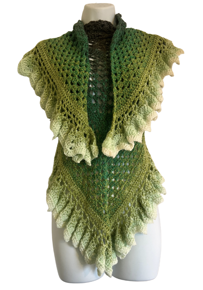 Woodland Green Shawl with Alpaca Wool