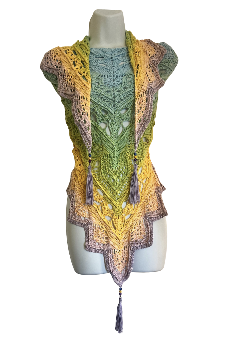 Hand-Crocheted Meadow & Sunshine Triangle Shawl