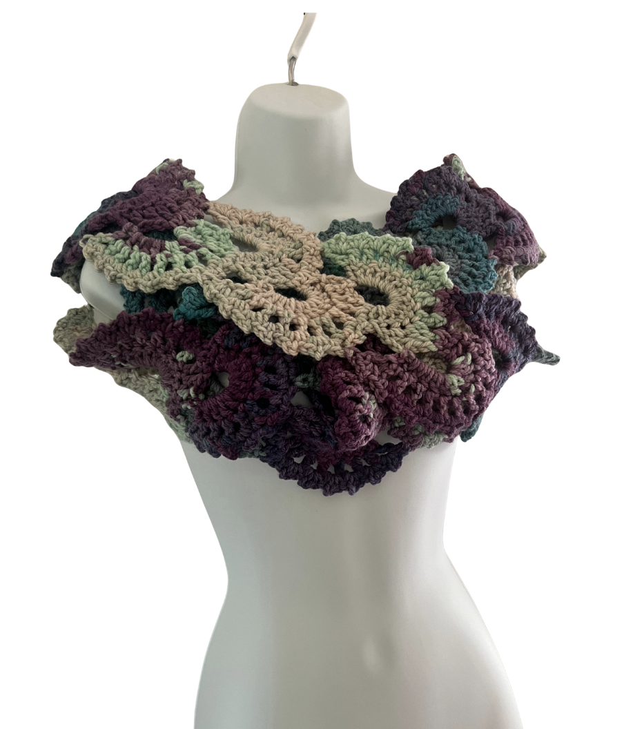 Handmade Crochet Cascading Scarf 💜🌿