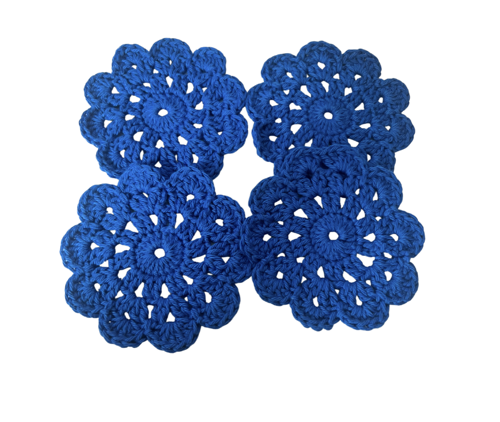 Crochet Coasters in Royal Blue