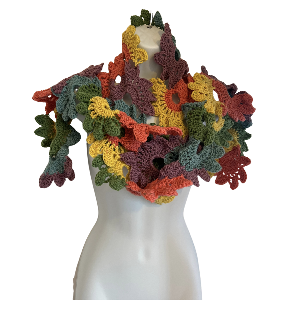 Handmade Crochet Floral Scarf 🌸
