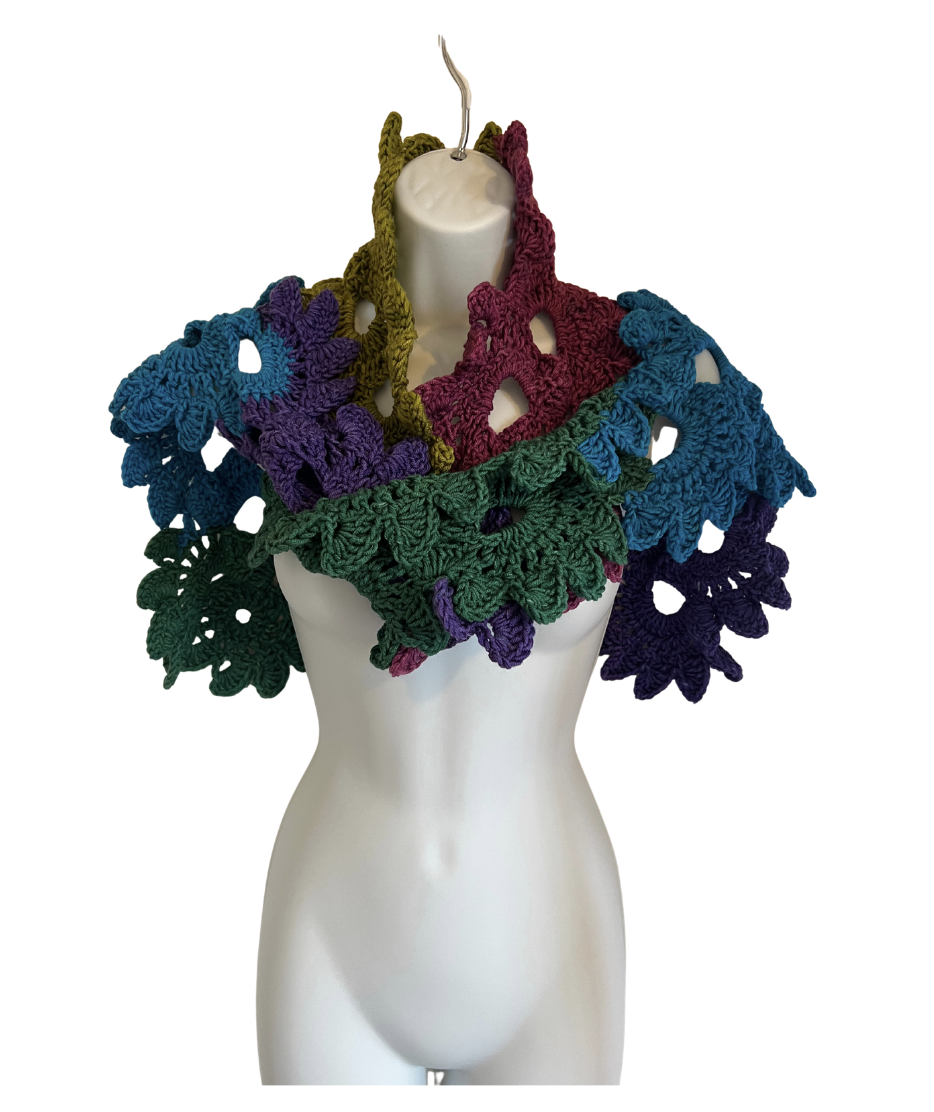 Handmade Crochet Floral Scarf 🌸
