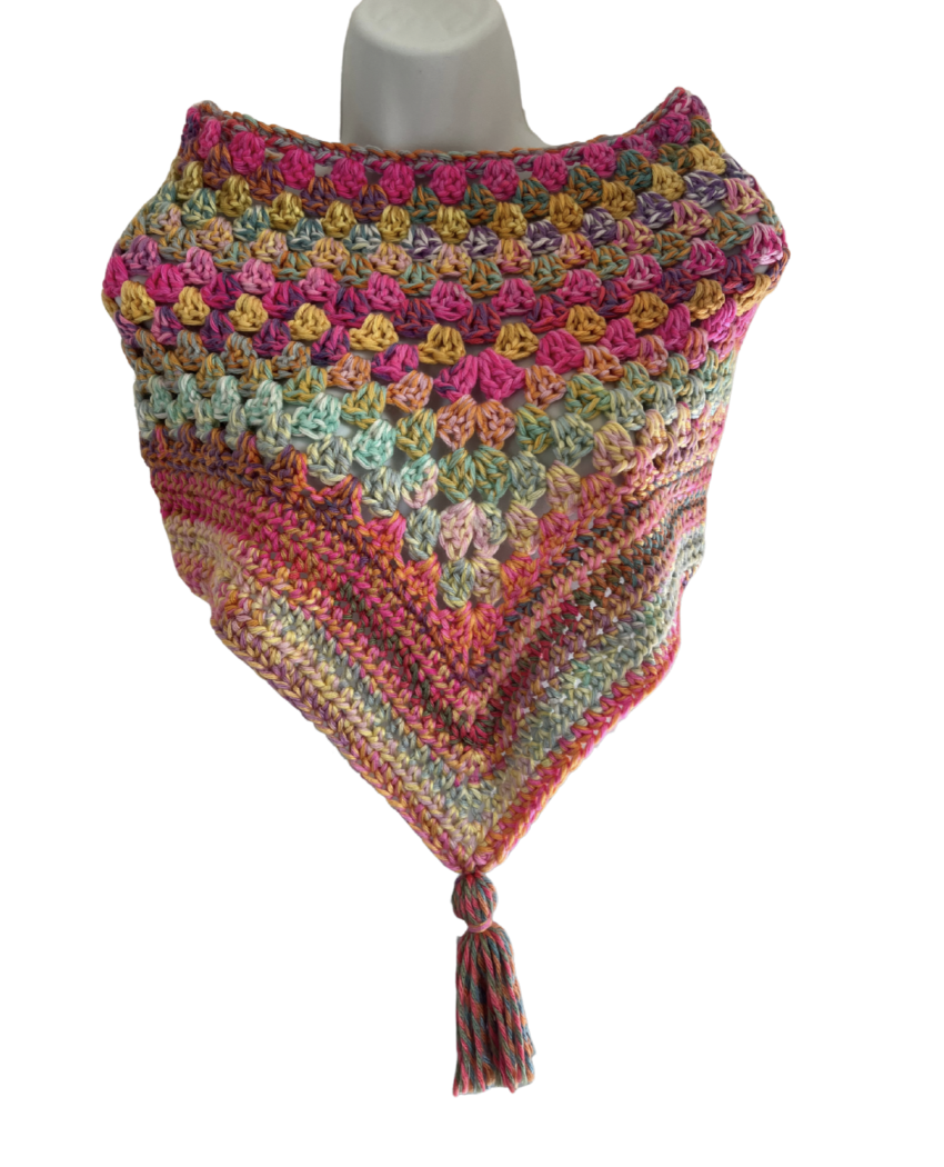 Hand-Crocheted Bohemian Triangle Scarf