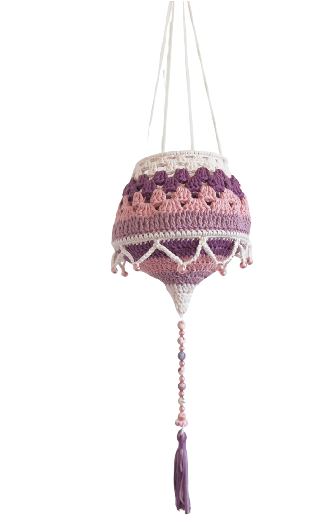 Hand-Crocheted Pink & Purple Hanging Lantern
