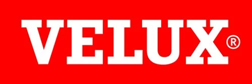 Velux Logo auf rotem Hintergrund