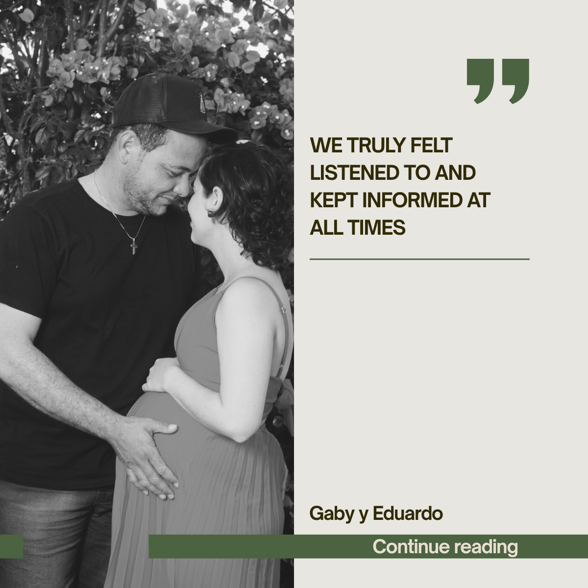 Client review from expecting parents highlighting their positive birth doula experience with Ale.