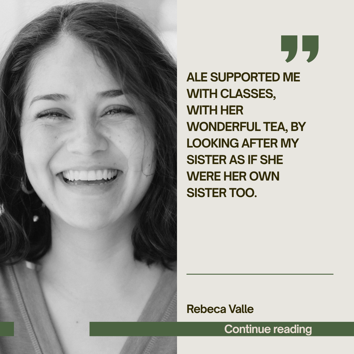 Testimonial from client reviewing her experience with Ale la Doula talking about how Ale supported her sister as hers.