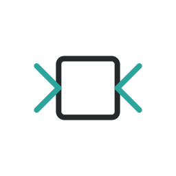 Minimalist coding icon with angle brackets and a square in the center