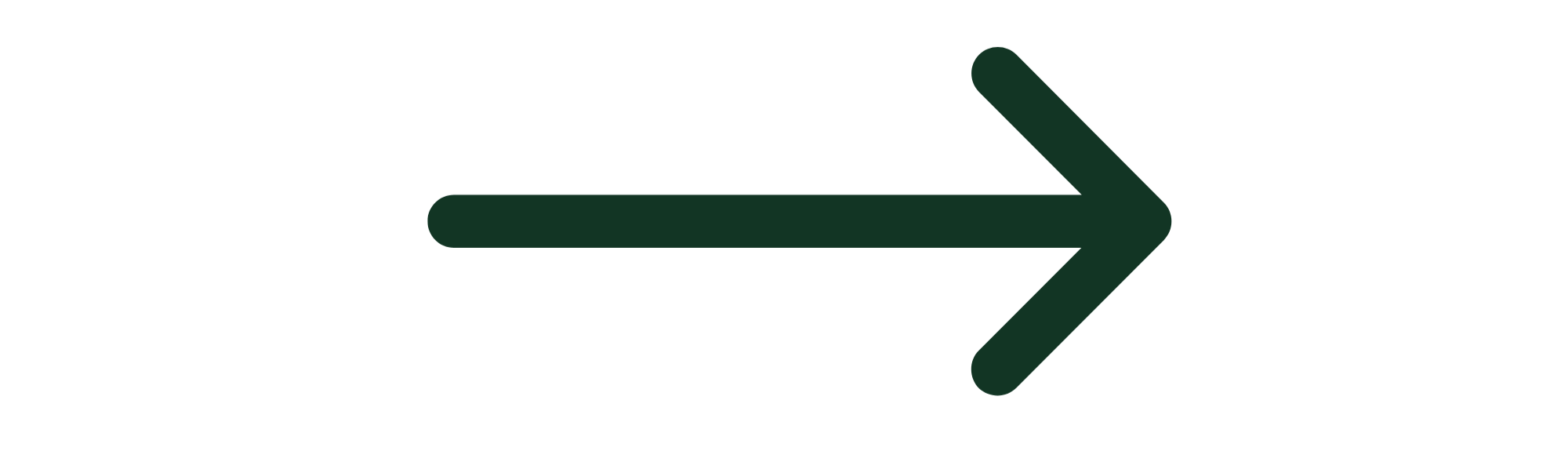 Dark green right pointing arrow on a white background.