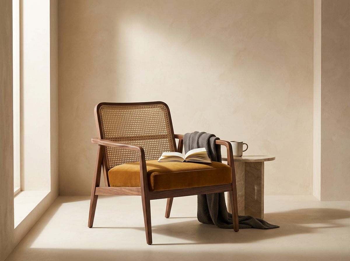 Cane-Back Accent Chair