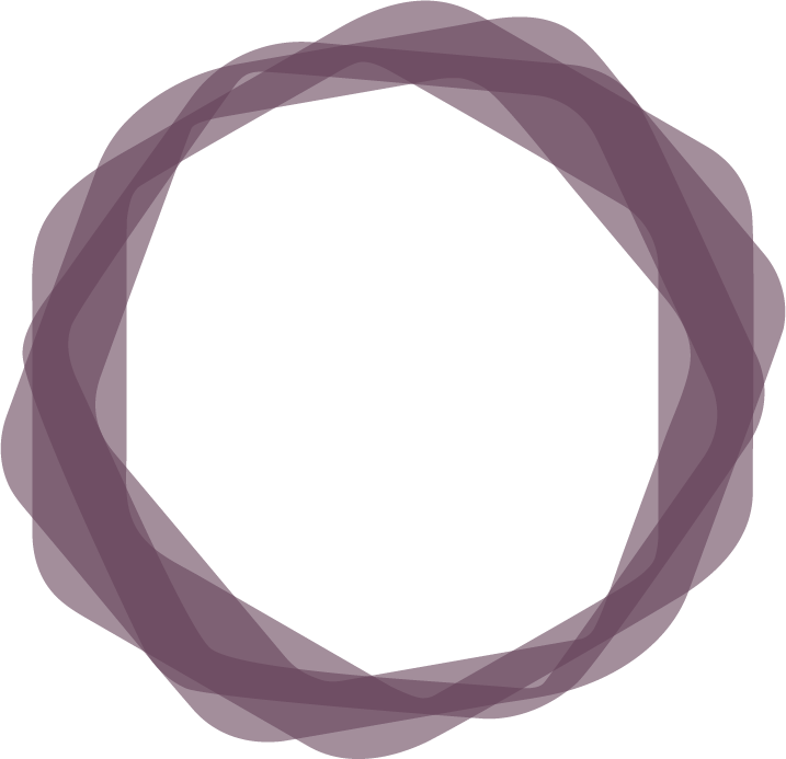 A simple, dark purple, abstract circular shape with a hollow center, part of the logo for Celeste at Azur townhome rentals in Beaumont.