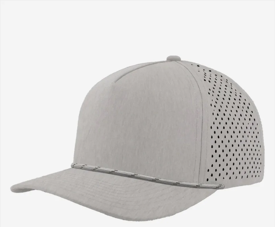 Heather Grey- Grey Twisted Rope- Zapped Headwear BLACKHAWK R+ 5-Panel Rope Snapback Hat