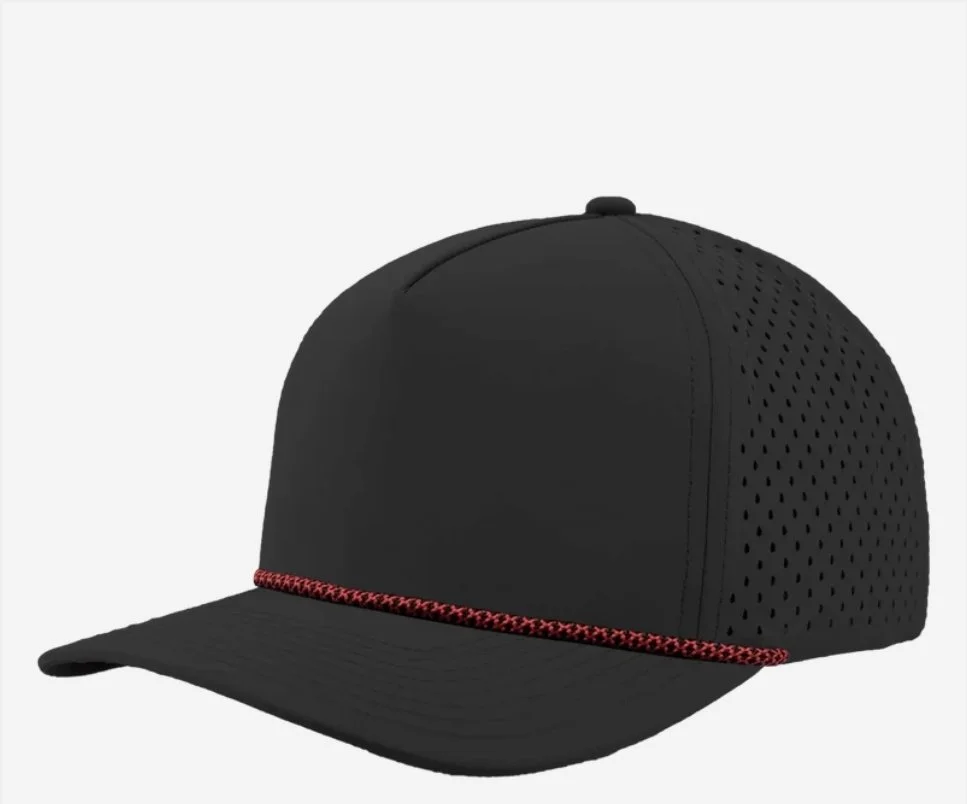 Black- Red Chainlink Rope- Zapped Headwear BLACKHAWK R+ 5-Panel Rope Snapback Hat