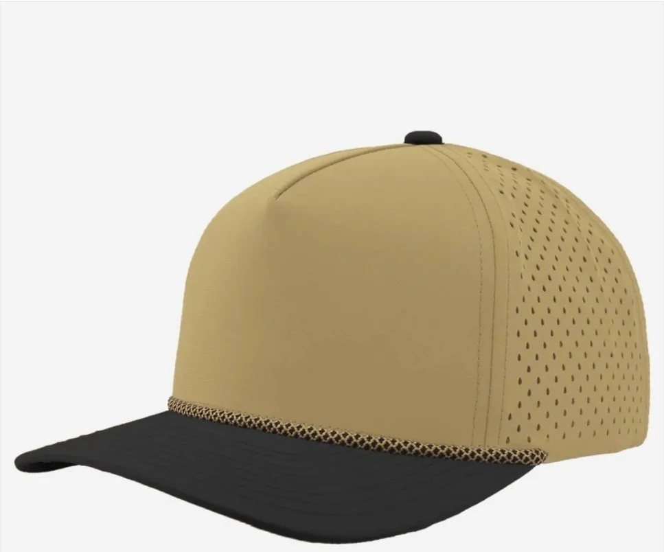 Khaki- Black Bill- khaki Chainlink Rope- Zapped Headwear BLACKHAWK R+ 5-Panel Rope Snapback Hat