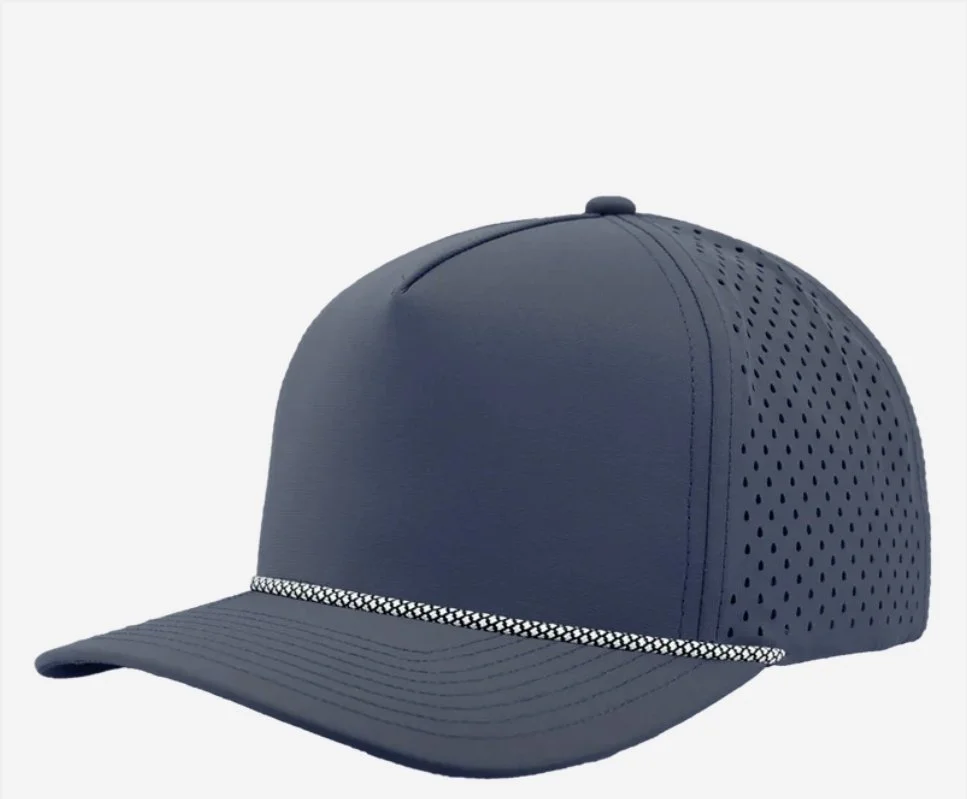 Light Navy- Black/ white chainlink rope- Zapped Headwear BLACKHAWK R+ 5-Panel Rope Snapback Hat