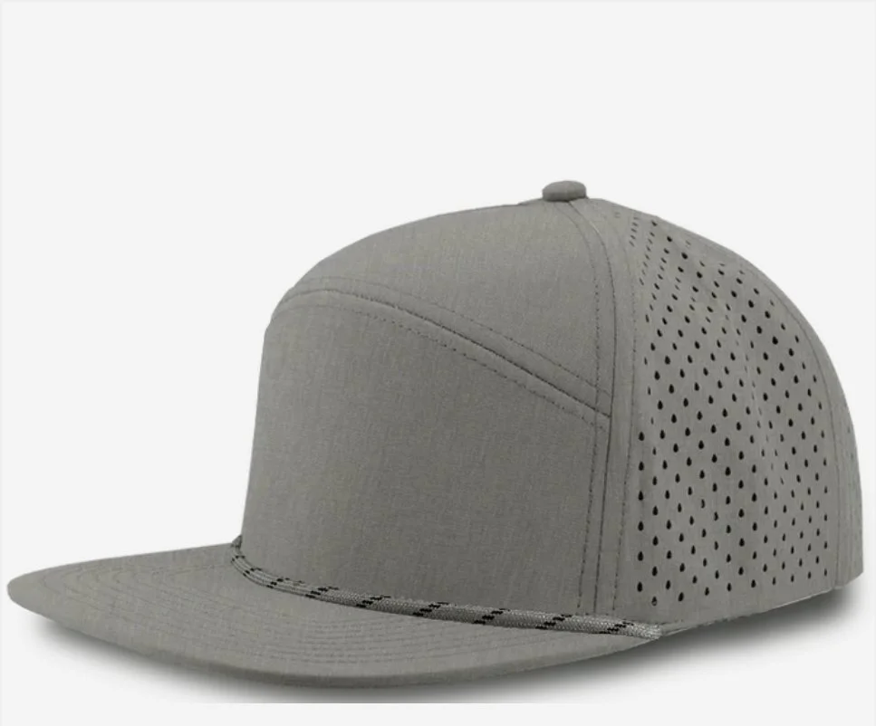 Heather Grey- Grey Twisted Rope- Zapped Headwear OSPREY R+ 7-Panel Rope Snapback Hat