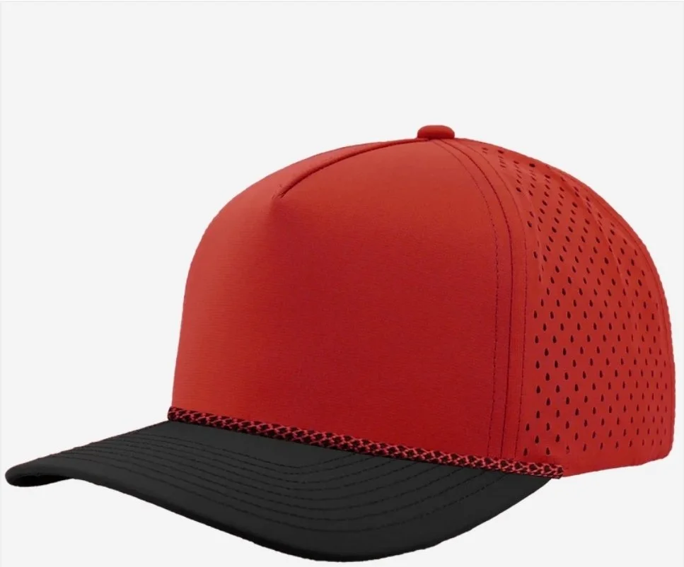 Red- Black bill- red/black chainlink rope- Zapped Headwear BLACKHAWK R+ 5-Panel Rope Snapback Hat