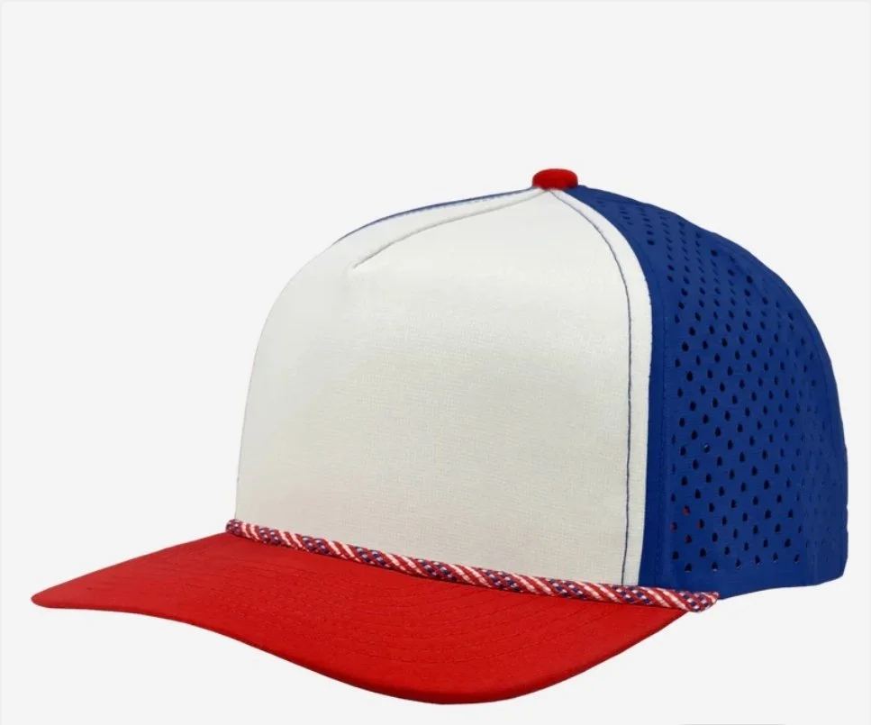 Red- White- Blue- American Flag Rope- Zapped Headwear BLACKHAWK R+ 5-Panel Rope Snapback Hat