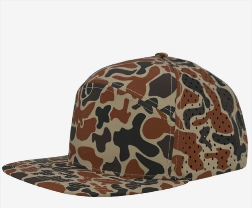 Burnt Orange Old School Camo- Zapped Headwear OSPREY 7-Panel Snapback Hat