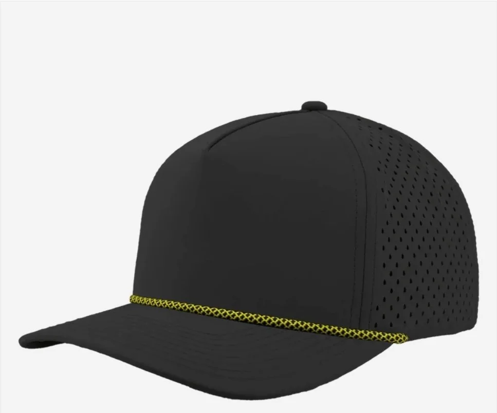 Black- Yellow Chainlink Rope- Zapped Headwear BLACKHAWK R+ 5-Panel Rope Snapback Hat