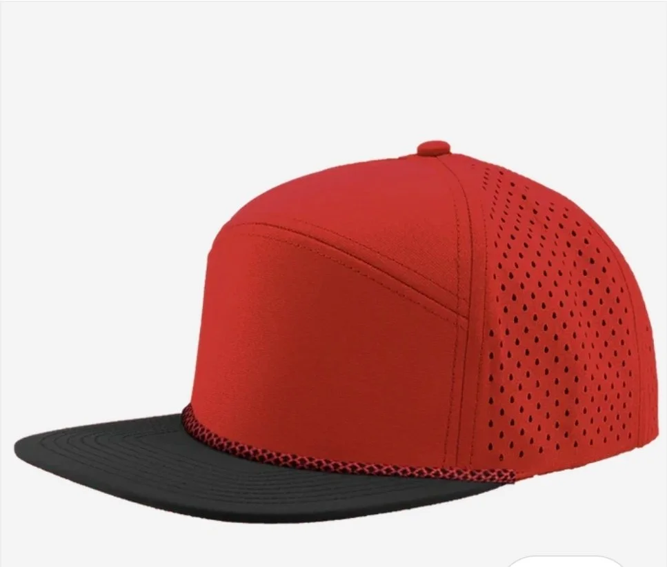 Red- Black Bill- Red Chainlink Rope - Zapped Headwear OSPREY R+ 7-Panel Rope Snapback Hat