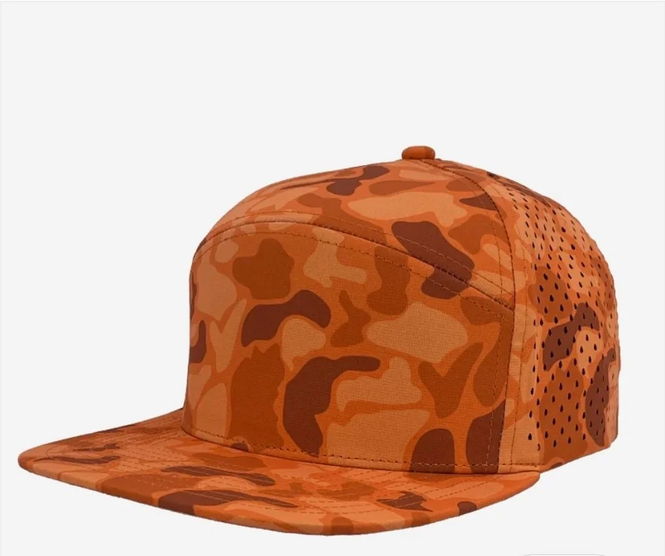 Blaze Orange Old School Camo- Zapped Headwear OSPREY 7-Panel Snapback Hat