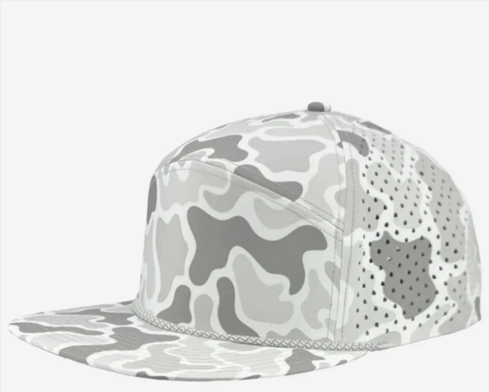 Old School Snow Camo- Grey Chainlink Rope- Zapped Headwear OSPREY R+ 7-Panel Rope Snapback Hat