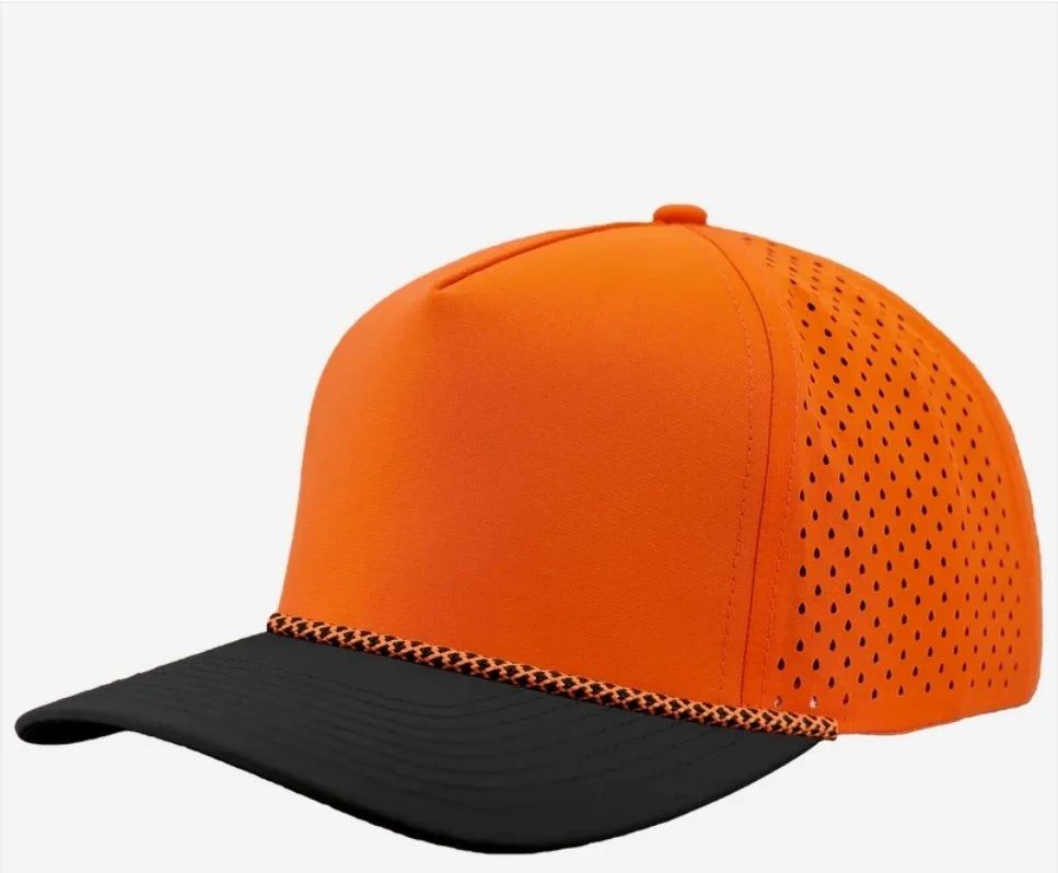 Orange- Black Bill- Orange/ black chainlink rope- Zapped Headwear BLACKHAWK R+ 5-Panel Rope Snapback Hat