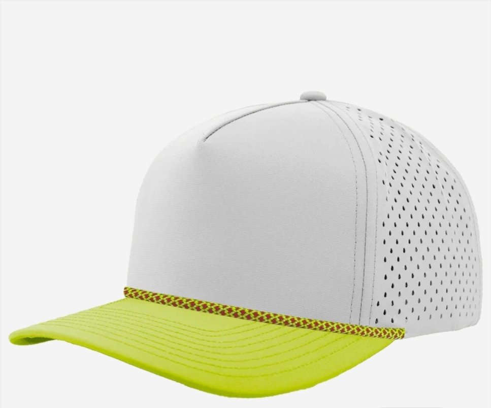 OffWhite- mellow green Bill- green/red Chainlink Rope- Zapped Headwear BLACKHAWK R+ 5-Panel Rope Snapback Hat