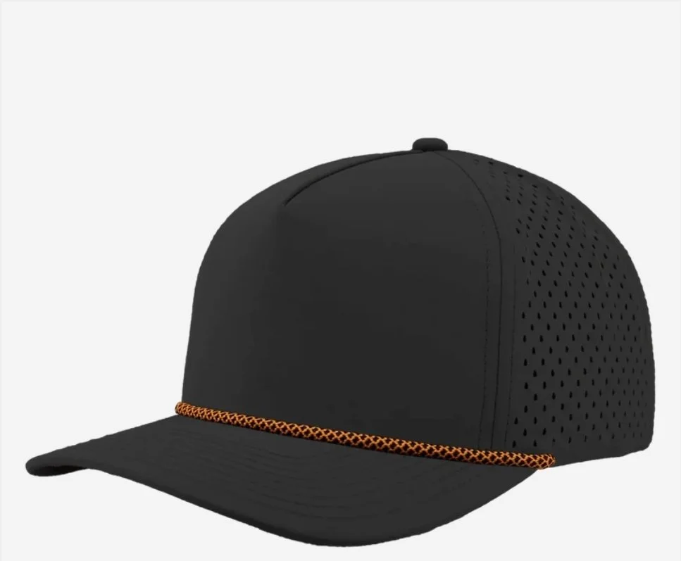 Black- Orange Chainlink Rope- Zapped Headwear BLACKHAWK R+ 5-Panel Rope Snapback Hat