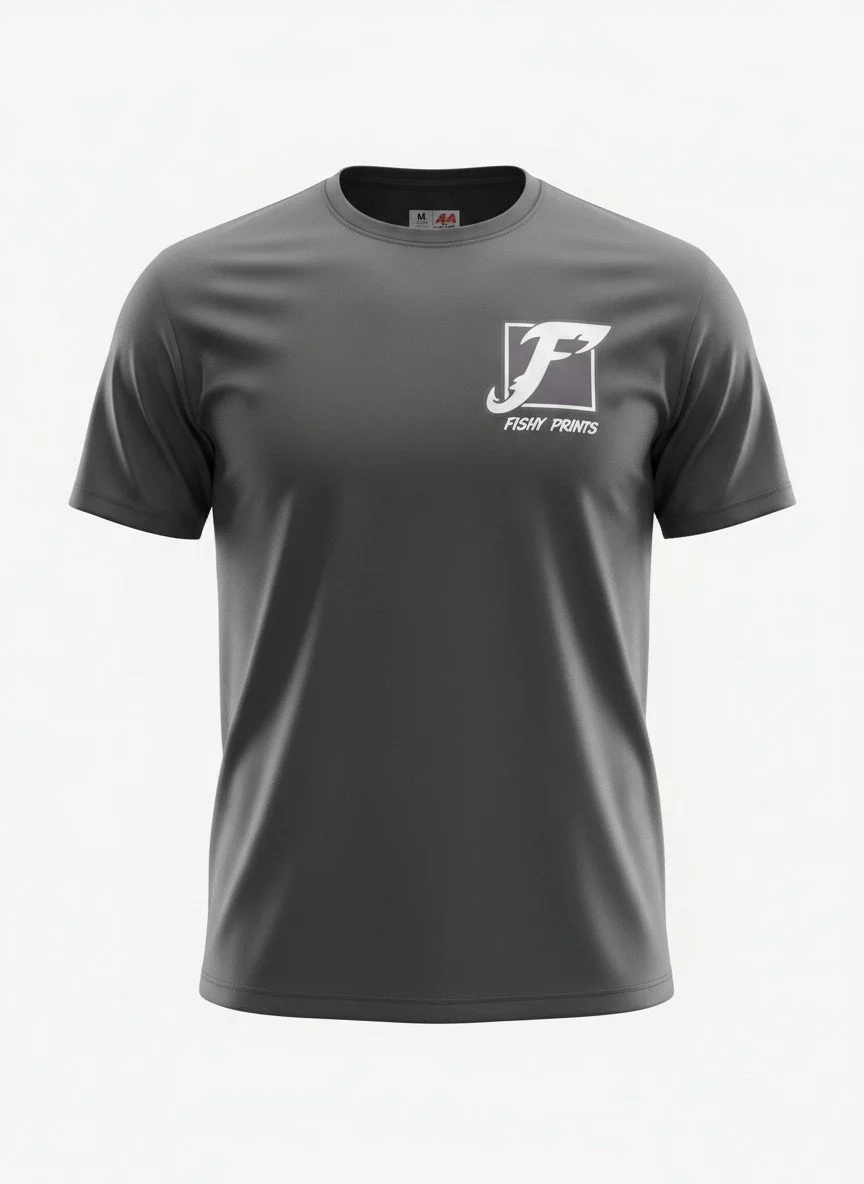 Fishy Prints Art-to-Apparel- Black Fin Tuna Tail- Moisture Wicking Sun Shirt