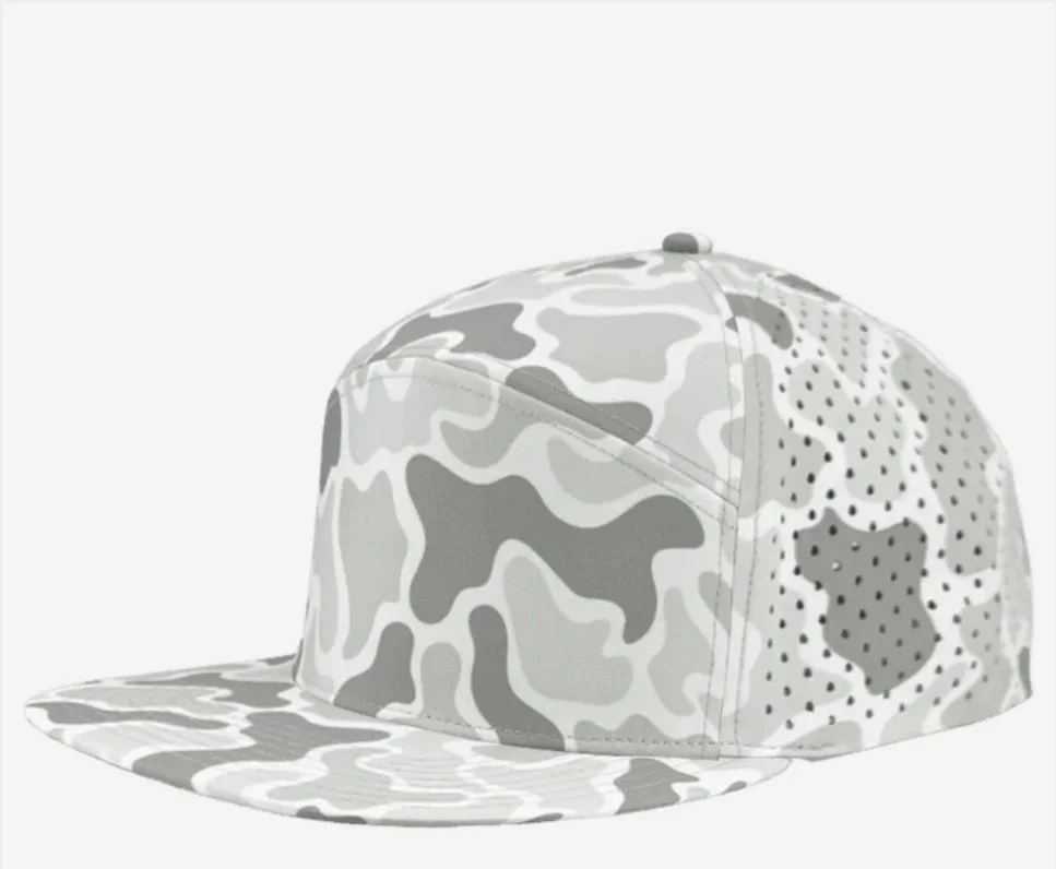 Old School Snow Camo- Zapped Headwear OSPREY 7-Panel Snapback Hat