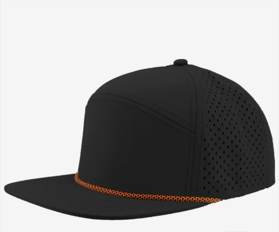 Black- Orange Chainlink Rope- Zapped Headwear OSPREY R+ 7-Panel Rope Snapback Hat