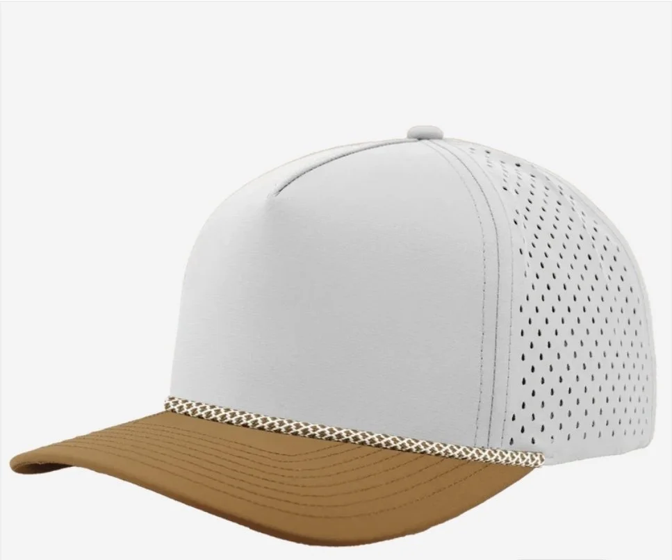 OffWhite- Caramel Bill- Caramel/white Chainlink Rope- Zapped Headwear BLACKHAWK R+ 5-Panel Rope Snapback Hat