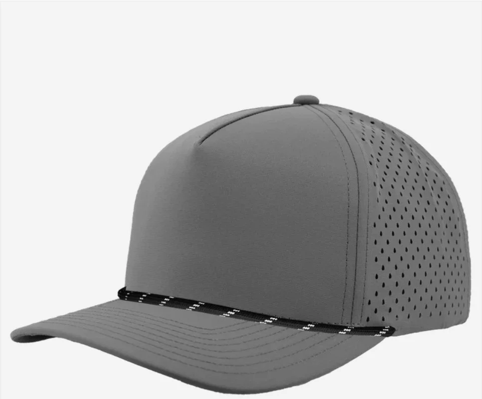 Grey- Black Twisted rope- Zapped Headwear BLACKHAWK R+ 5-Panel Rope Snapback Hat