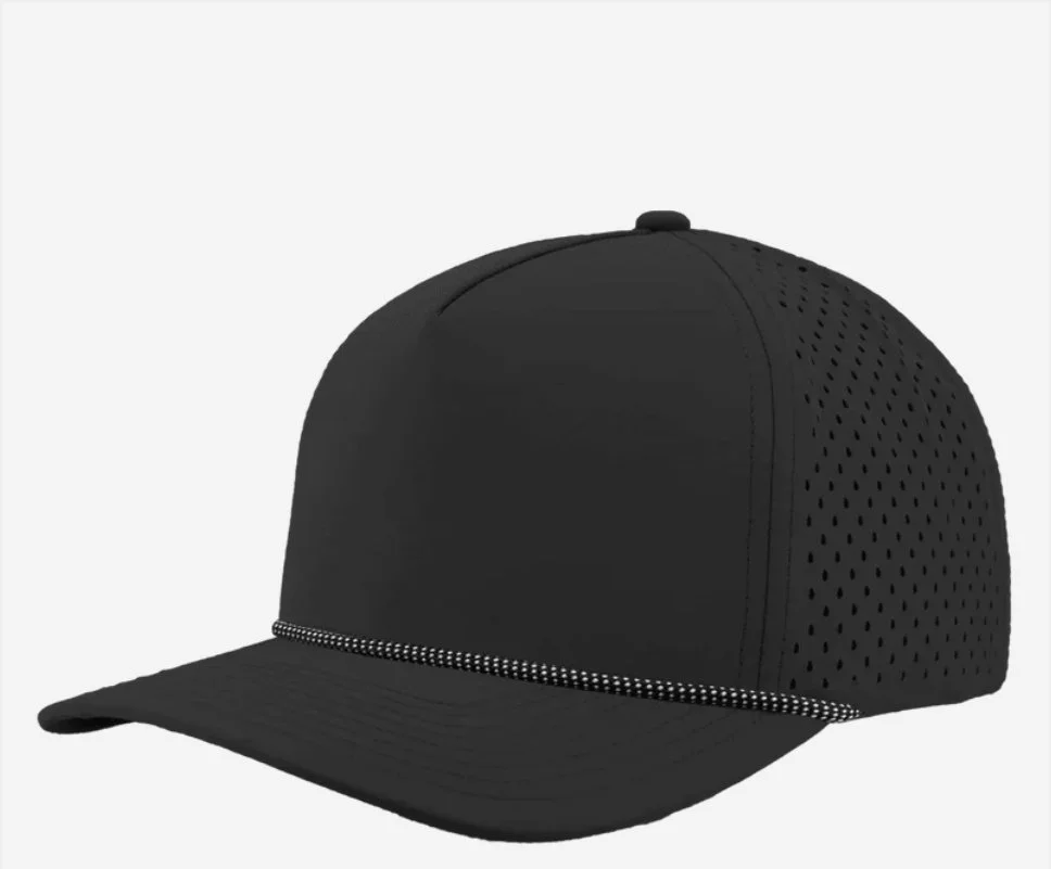 Black- White Grid Rope- Zapped Headwear BLACKHAWK R+ 5-Panel Rope Snapback Hat