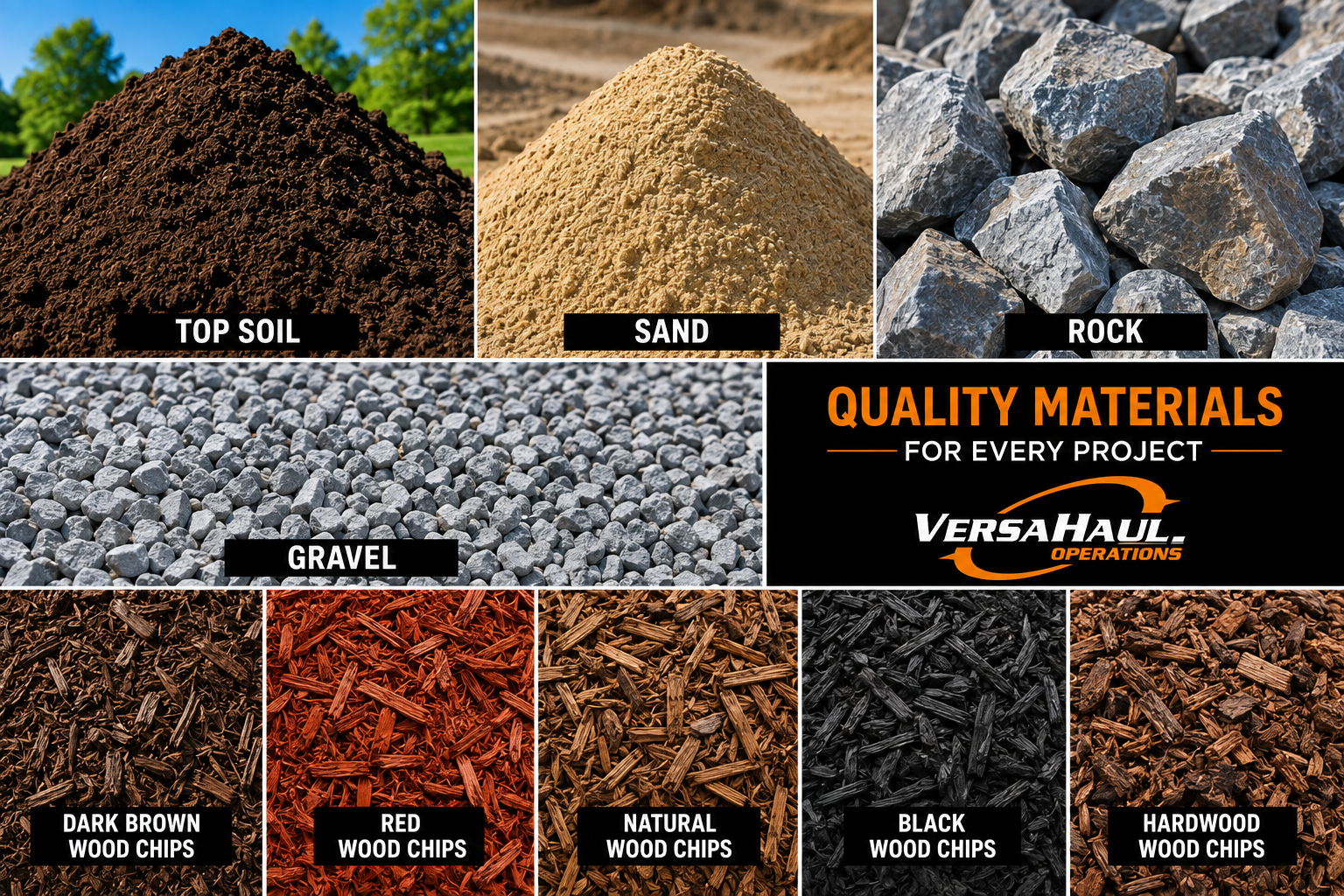 Landscaping Materials, rock, soil, sand,mulch, gravel