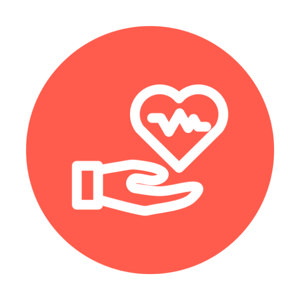Heart hovering over hand icon