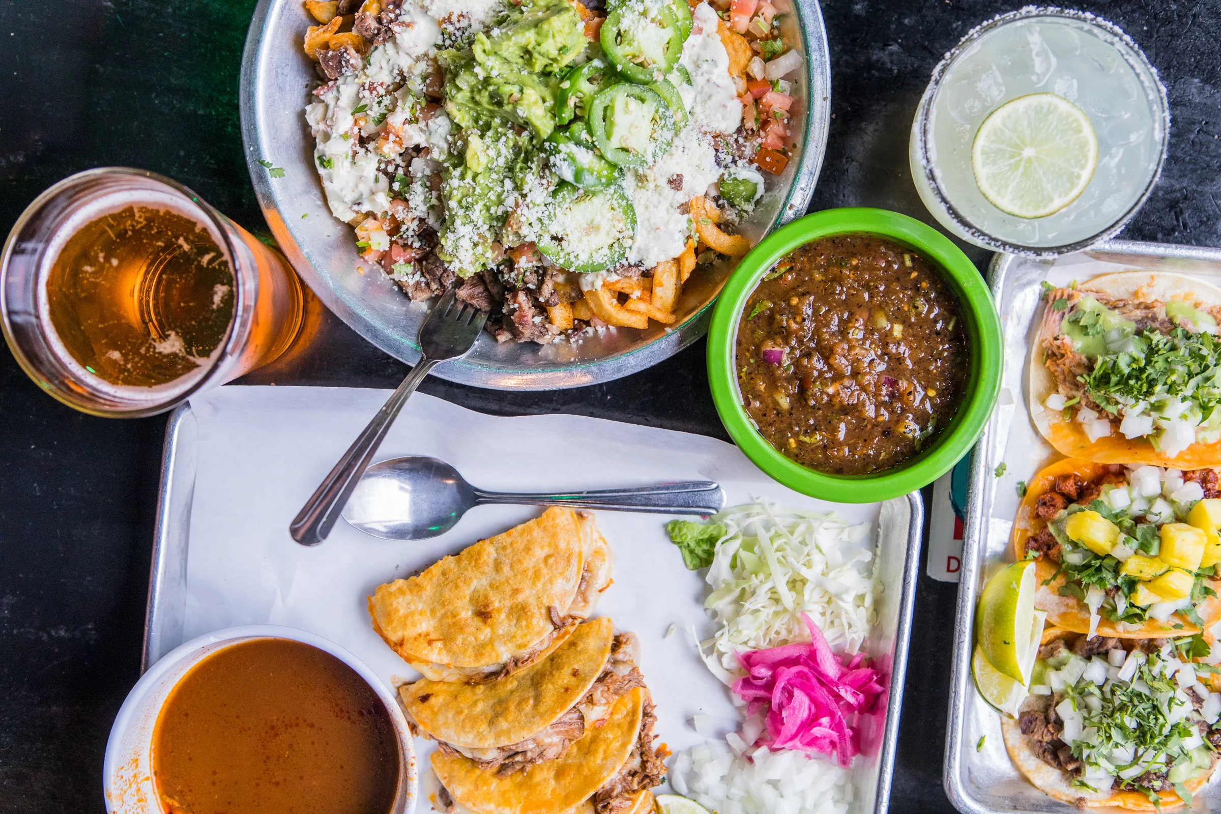 Food on a table at a Mexican restaurant in Durango, Colorado.