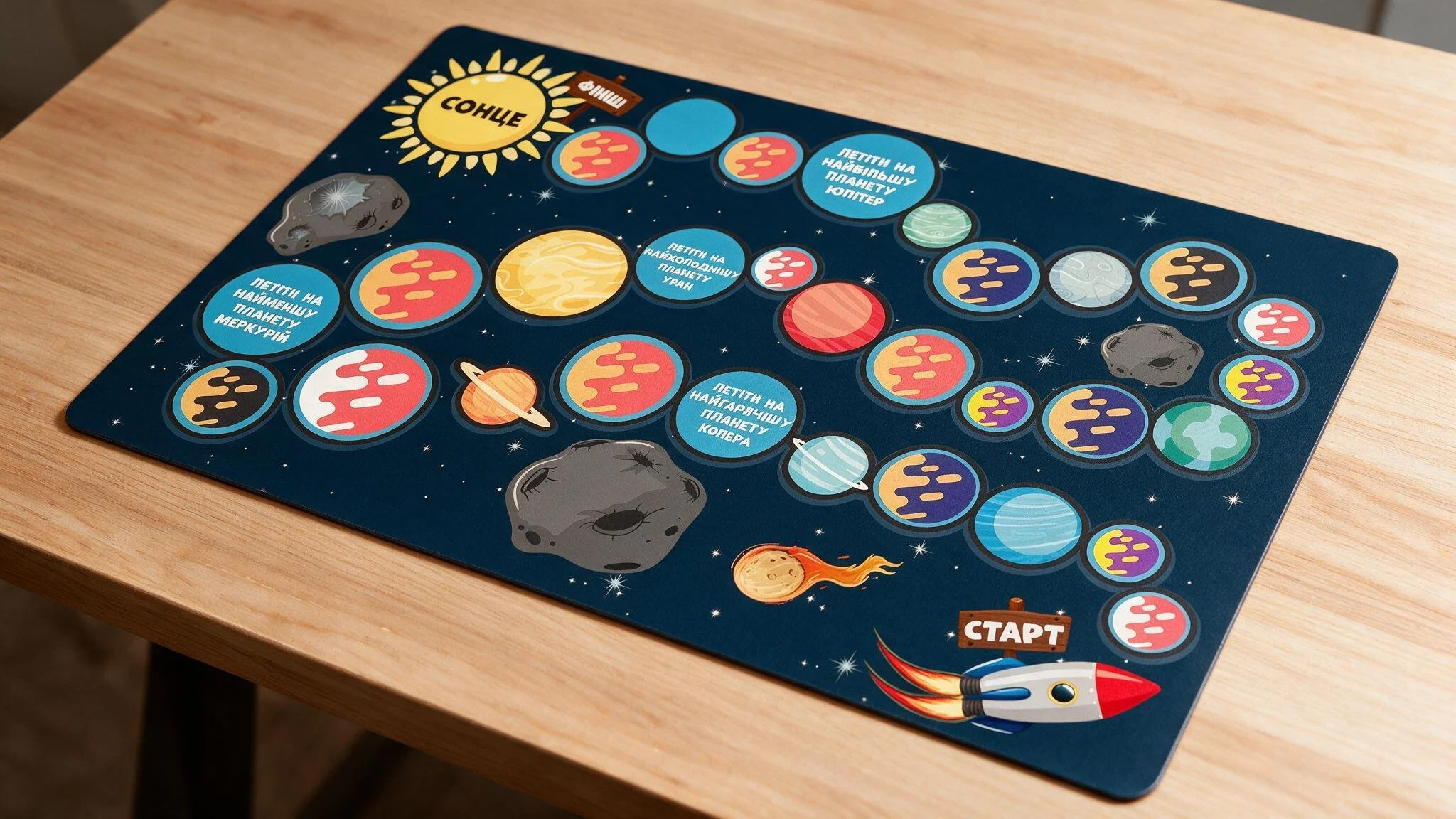 Going on a cosmic trip around our solar system in this game board design