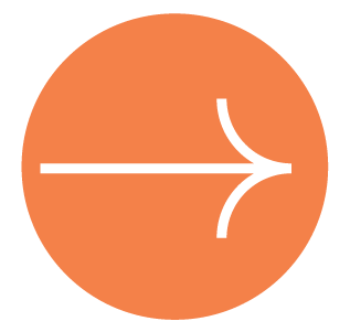 Orange circular sign with a white right-pointing arrow.