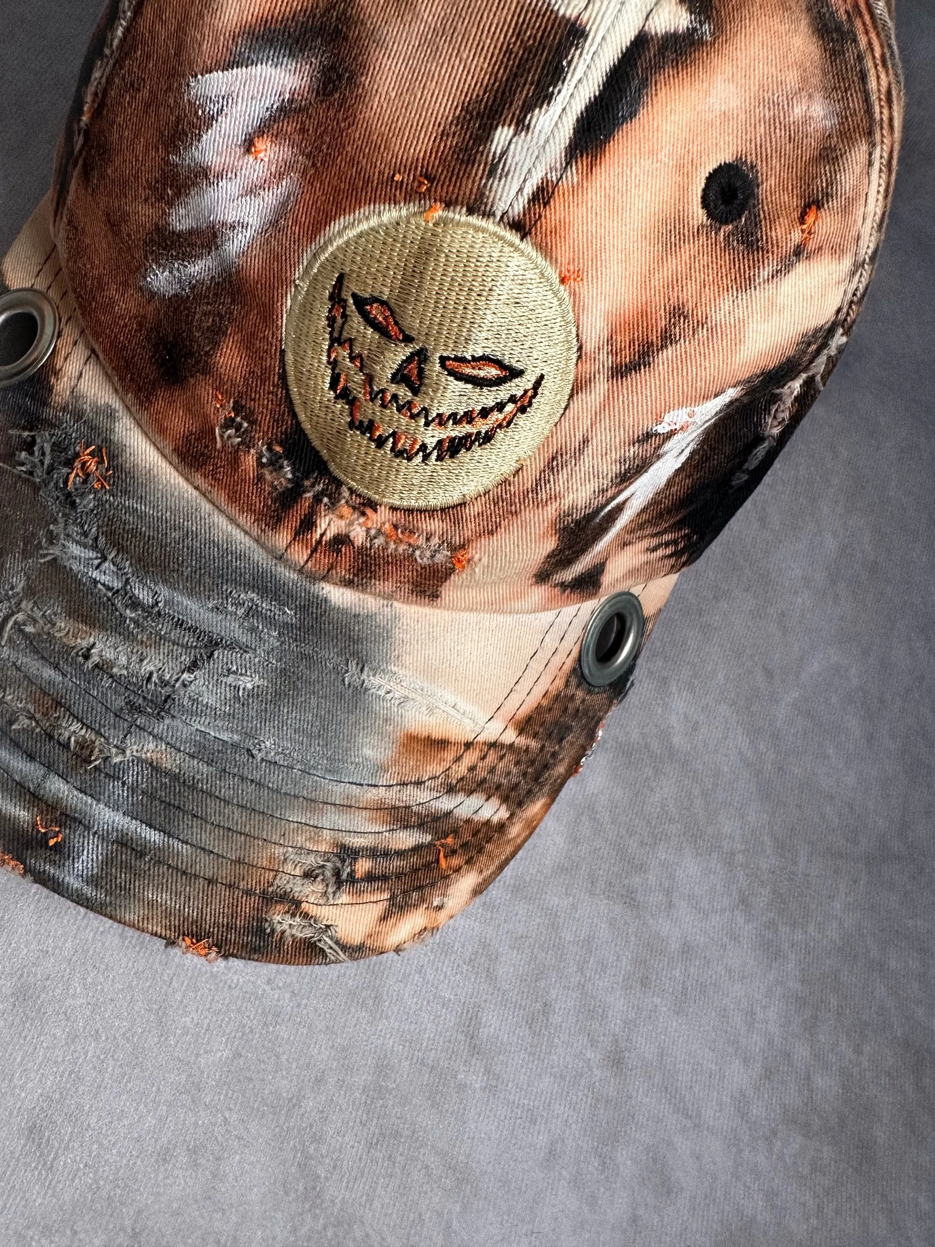 Pumpkin Distressed Hat Style #1