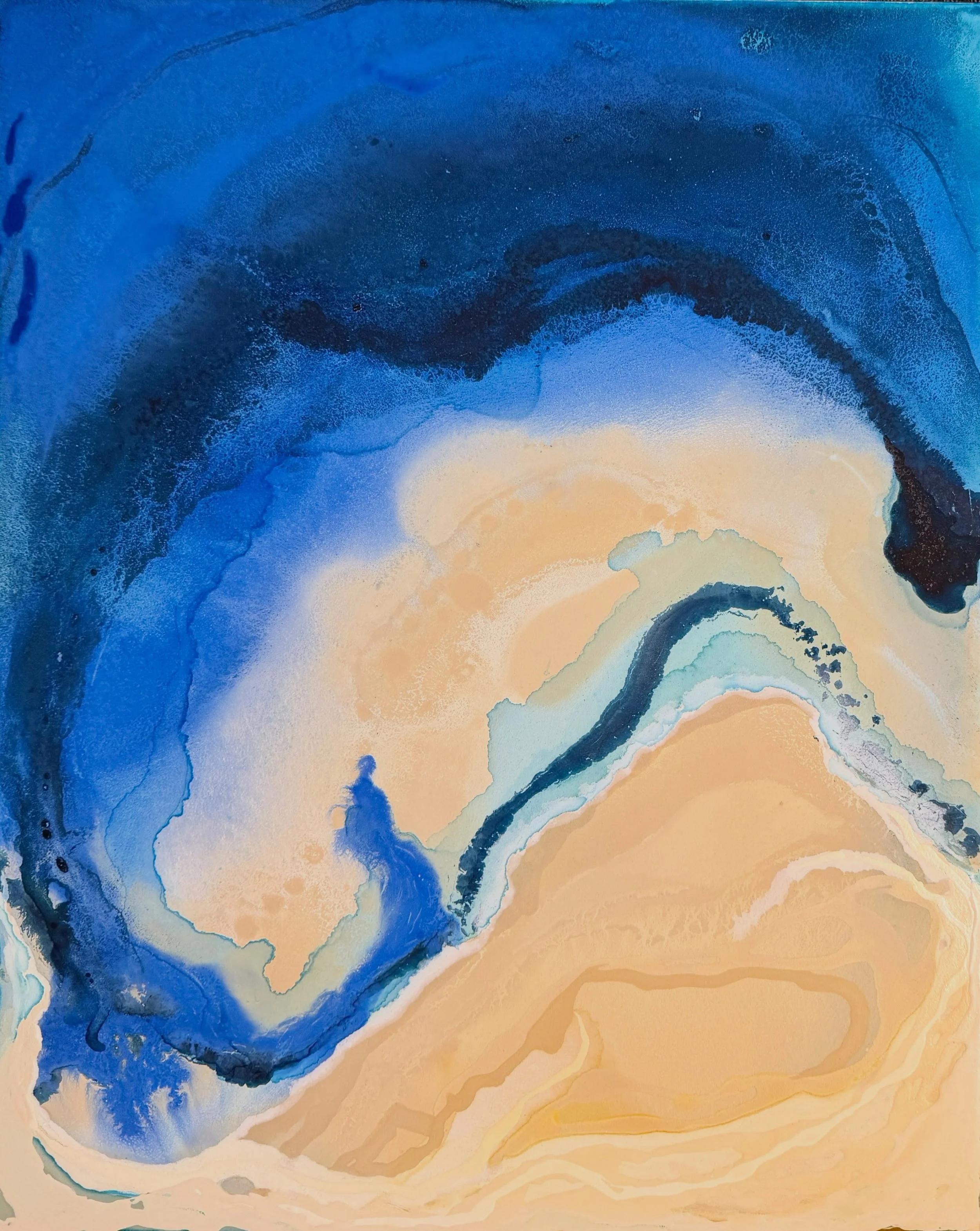 love the earth from this vantage point&hellip;

&ldquo;from a distance&hellip;&rdquo; 
16&rdquo;x20&rdquo;
watercolor/inks on aqua panel