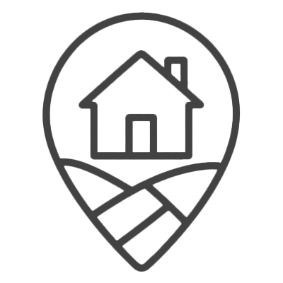 Icon of a house within a location pin