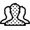 A silhouette of three heads.