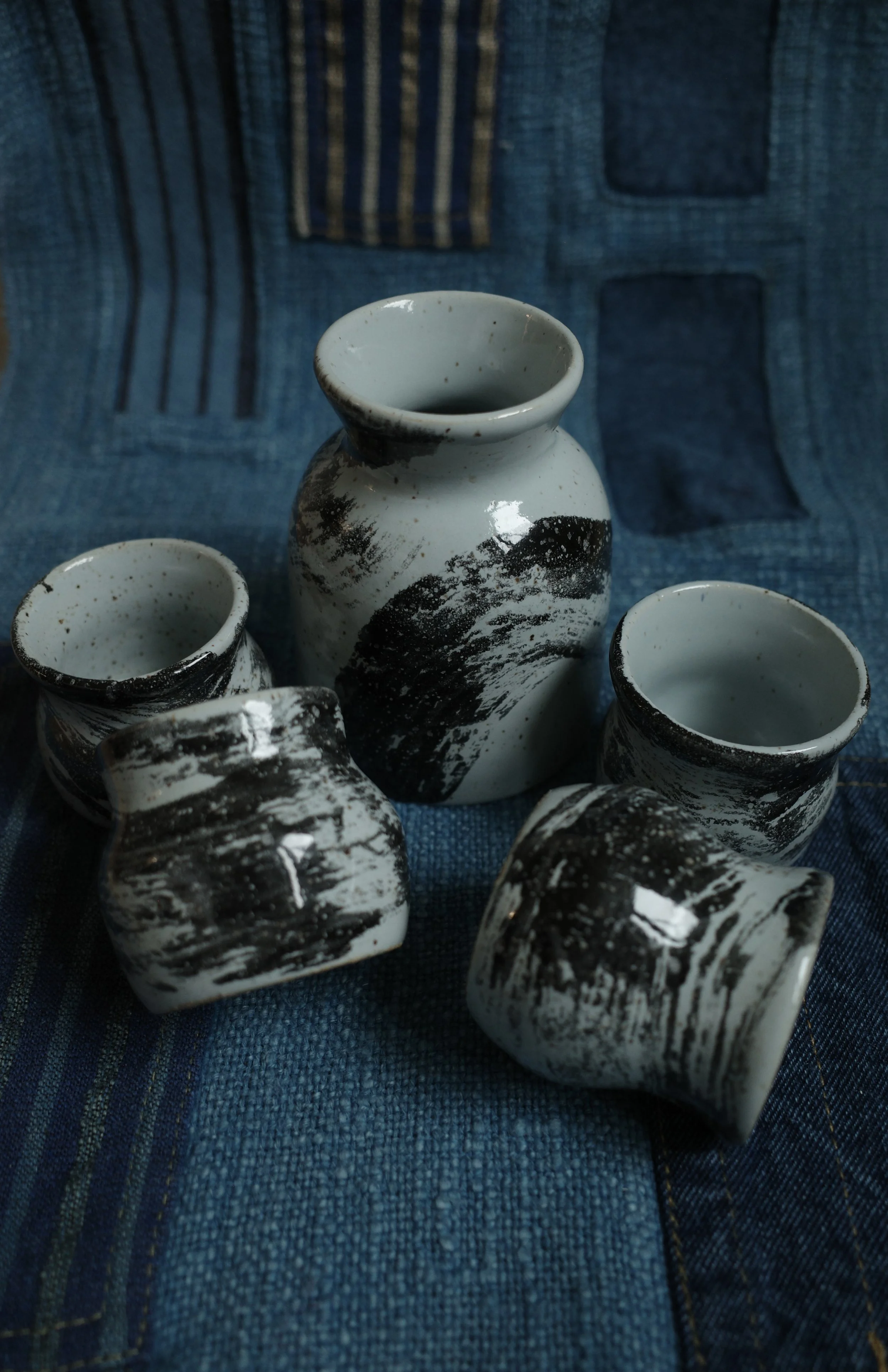 Hand Stroked Sake Set