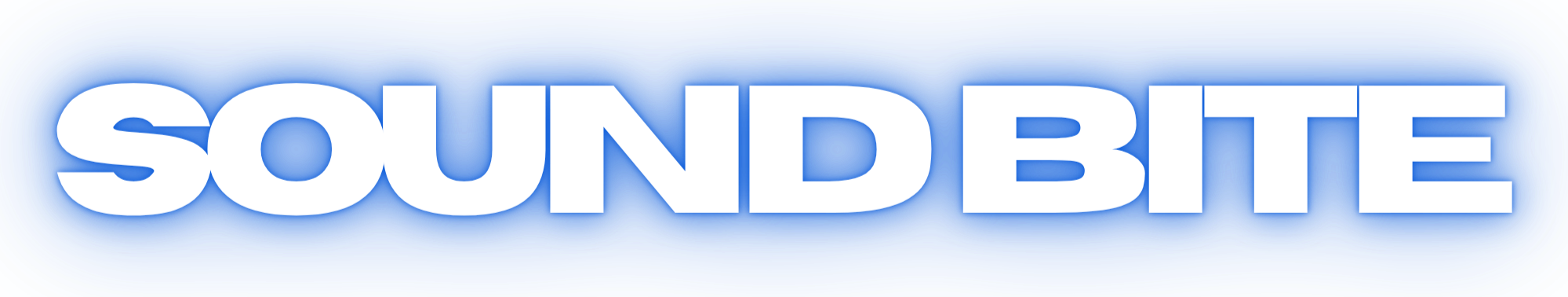 Soundbite logo with white text on a blue background