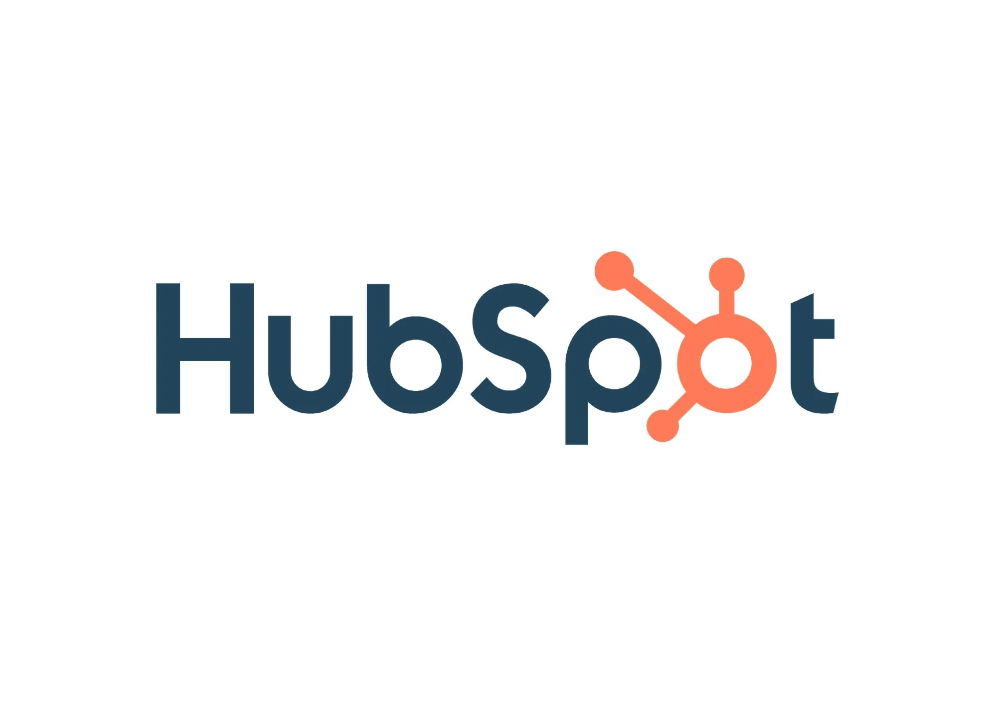 HubSpot logo with the company name in dark blue text and an orange network node icon connected by lines.