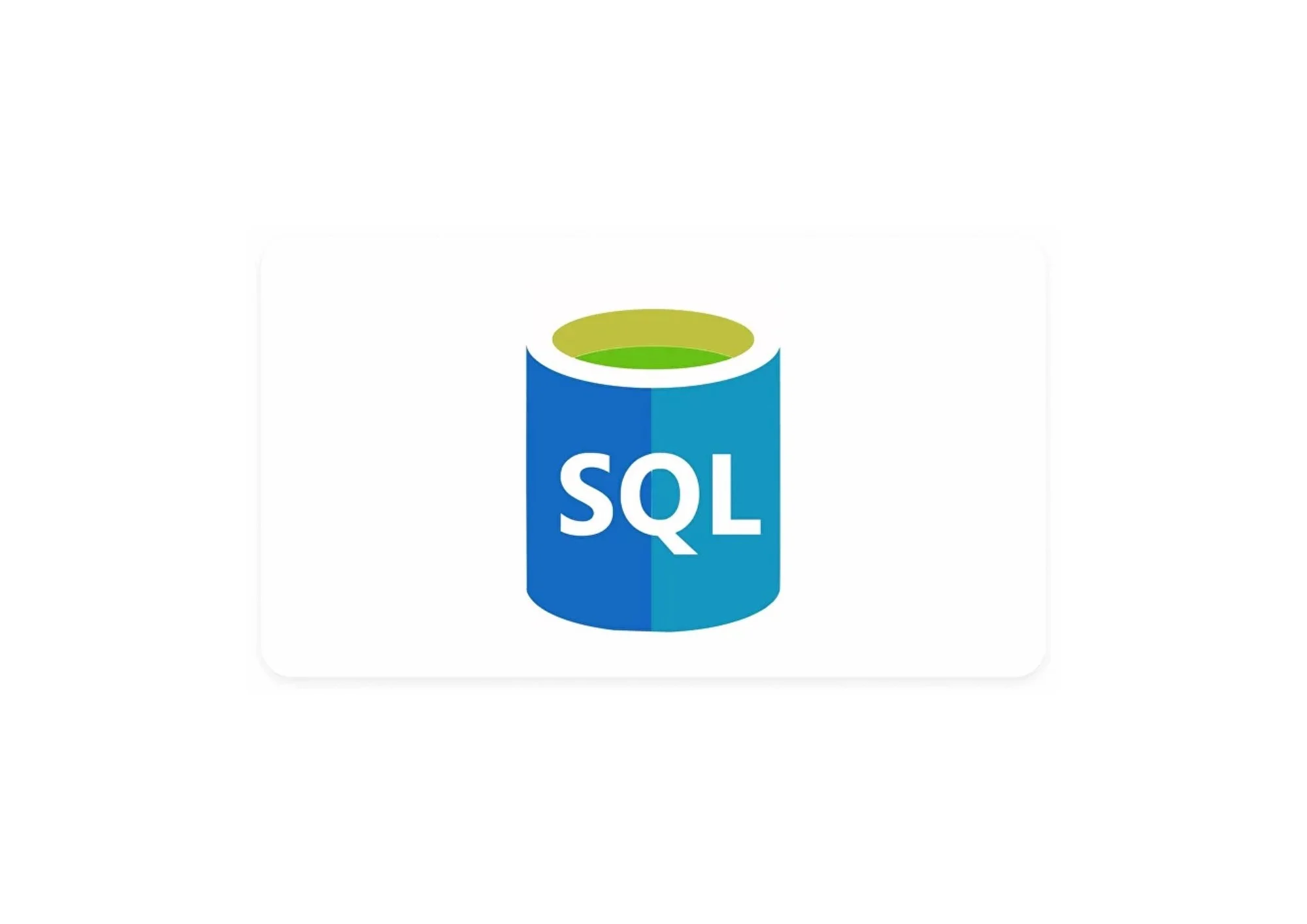 Icon of a blue cylinder with a green top, labeled 'SQL', representing a SQL database.