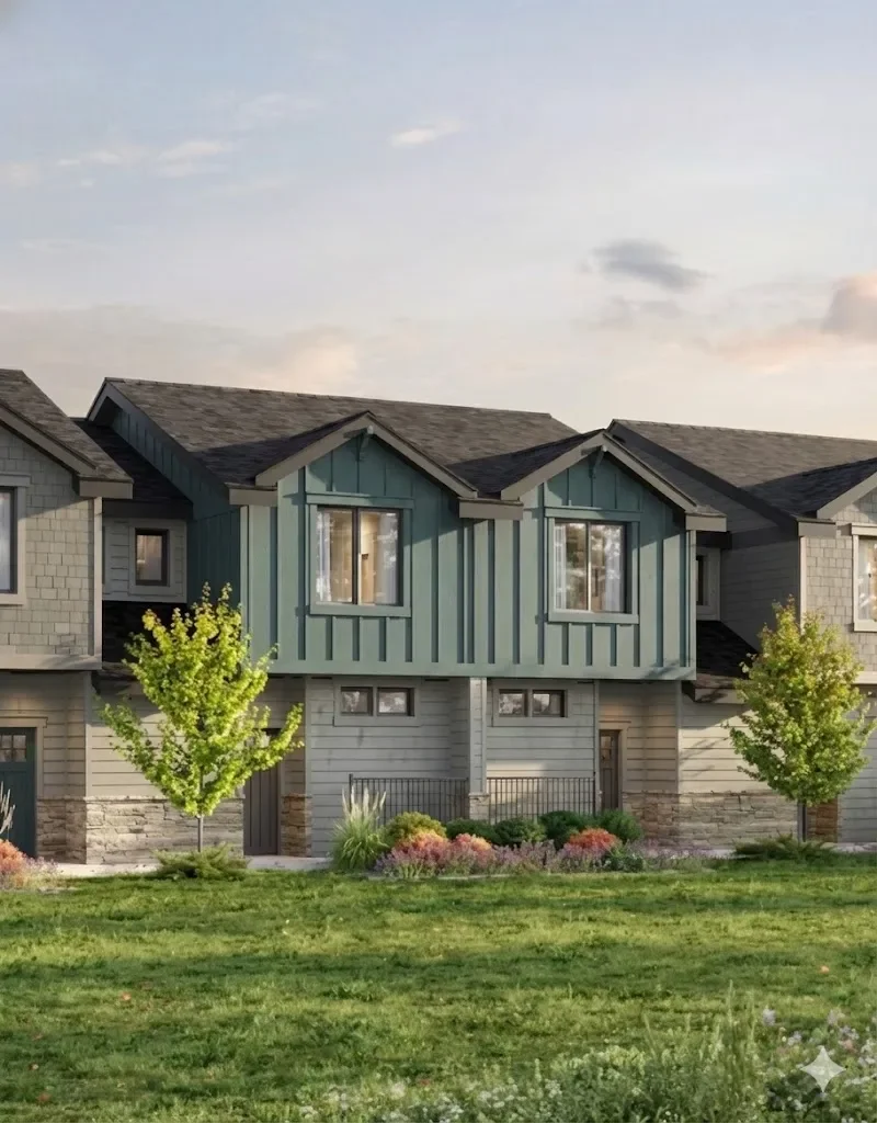 Eagle Villas Luxury Townhomes in Eagle, Idaho featuring interior trim, entry doors and bathroom hardware installed by West Construction Services.